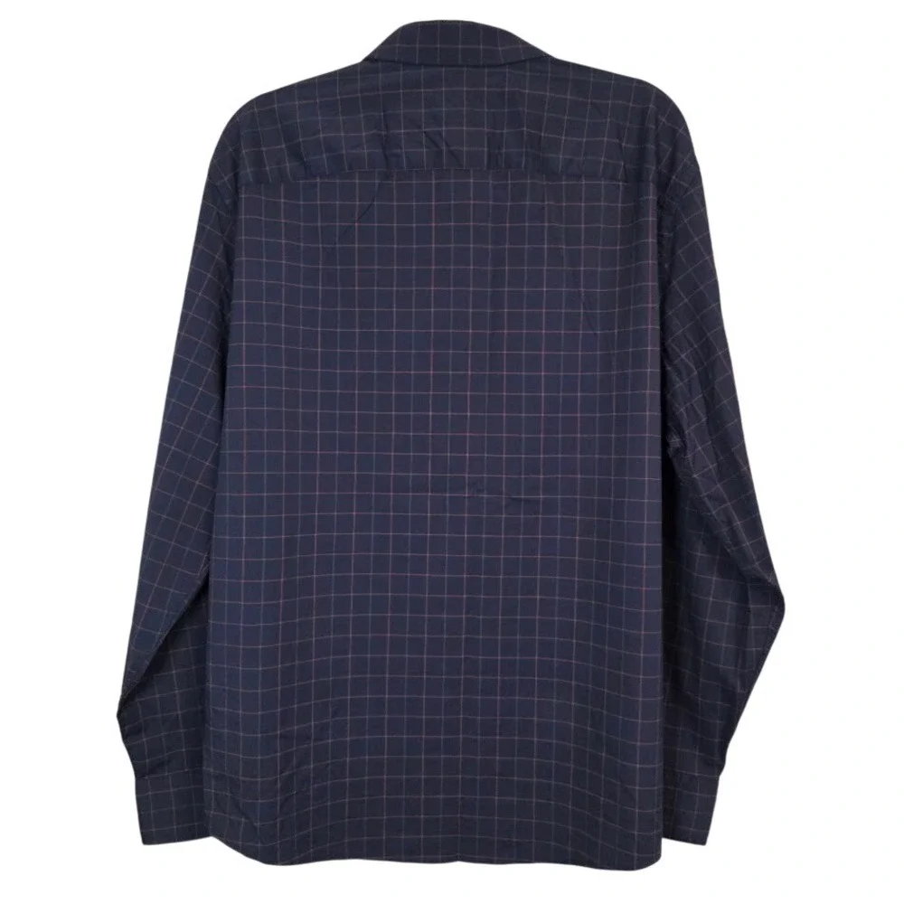 UNTUCKit Men's XXL Altrugo Performance L/S Button Down Shirt Navy Grid Stretch